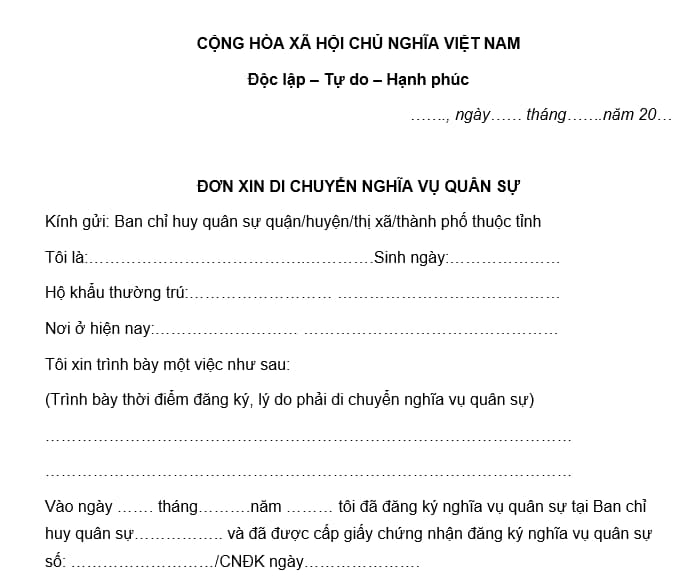 Giấy chuyển nghĩa vụ quân sự