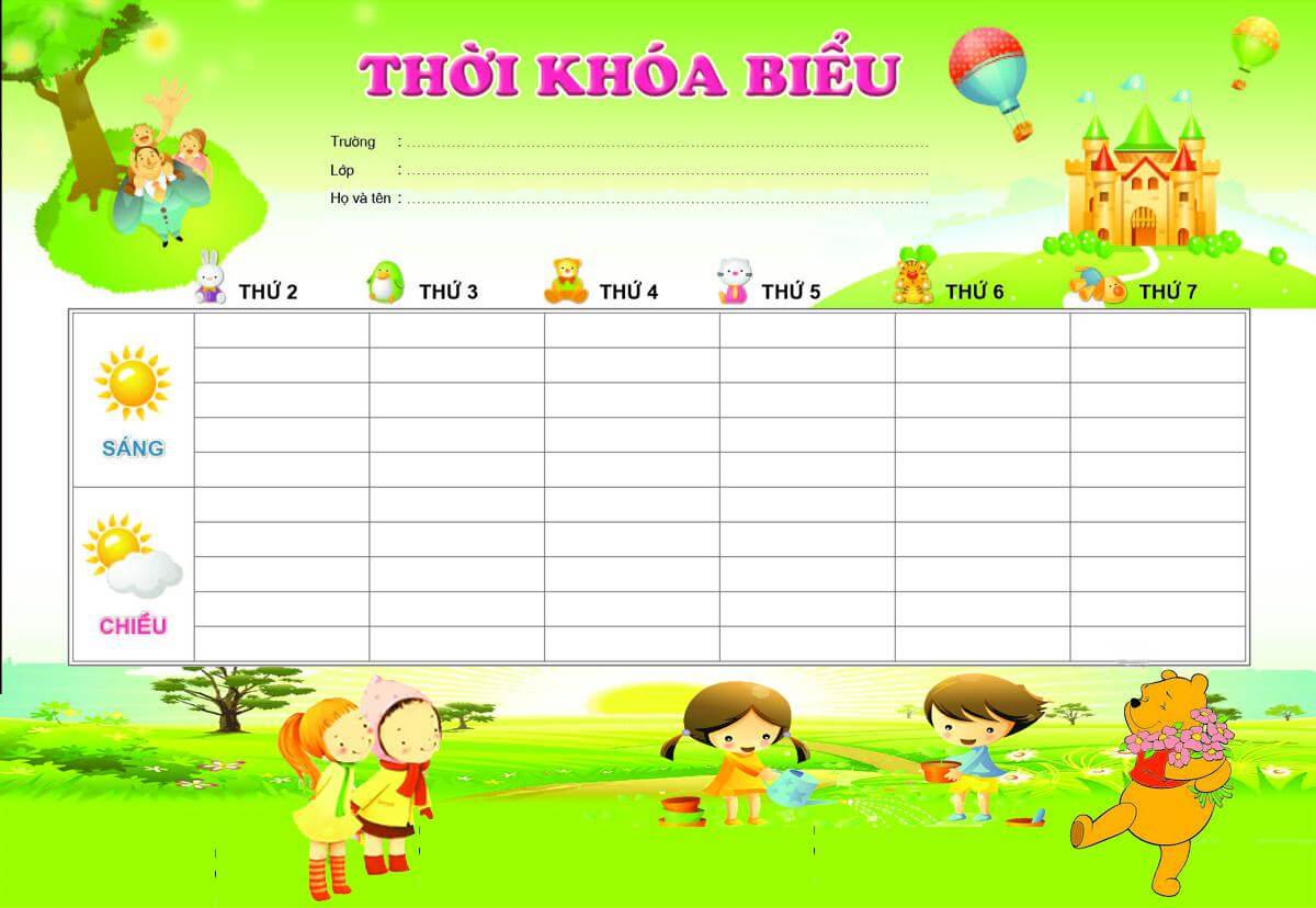 mẫu thời khóa biểu tiểu học